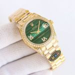Rolex Datejust 8215 Movement 31mm Green Face Diamond Bezel Gold Women Watch